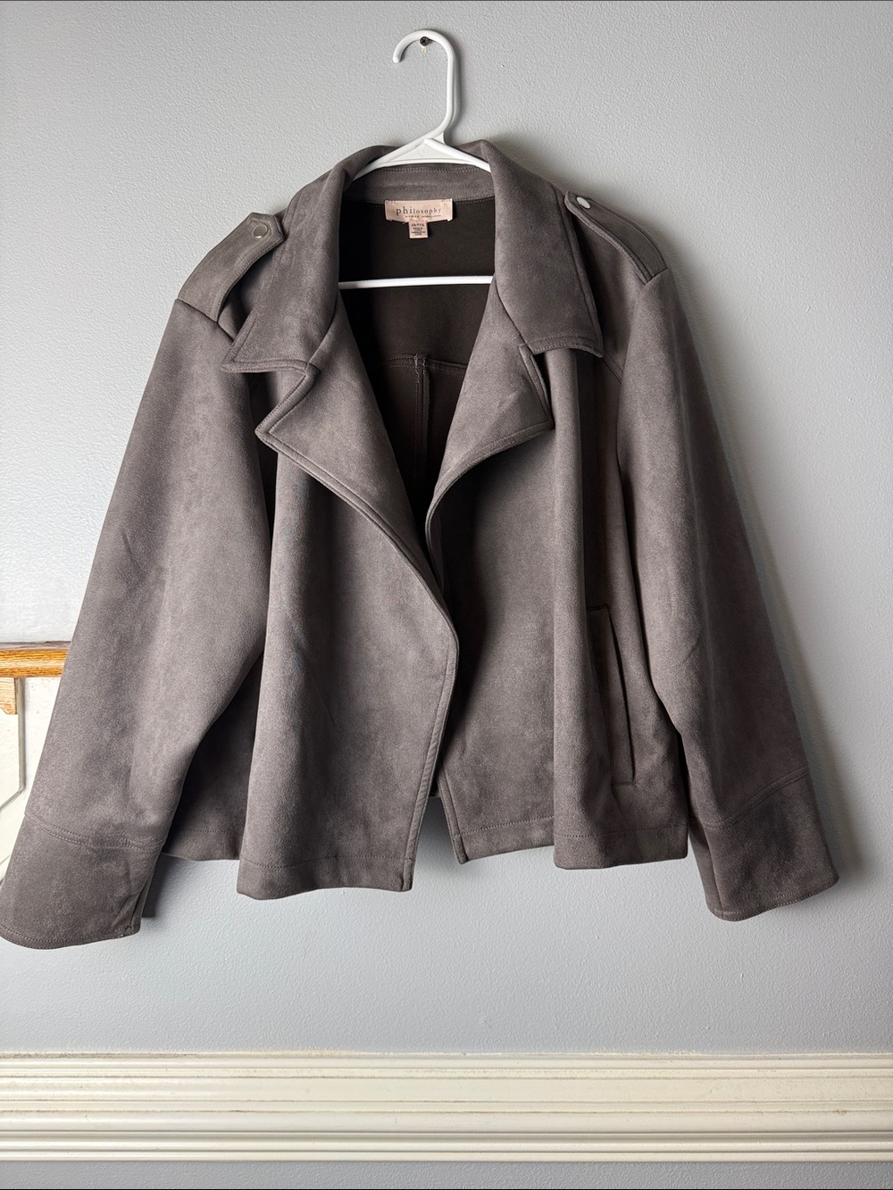 Philosophy Gray Suede Moto Jacket